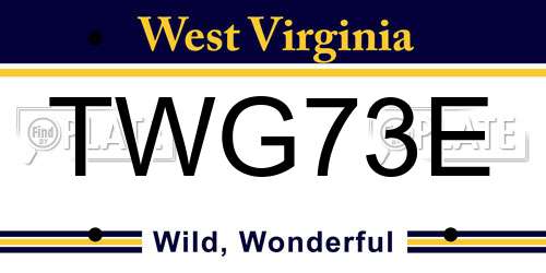 TWG73E West Virginia License Plate