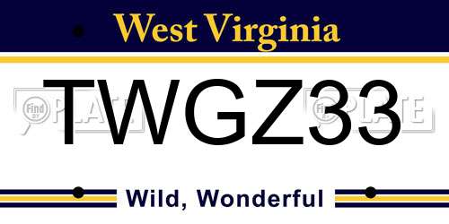 TWGZ33 West Virginia License Plate