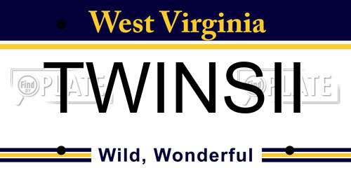 TWINSII West Virginia License Plate