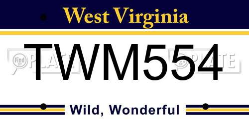 TWM554 West Virginia License Plate