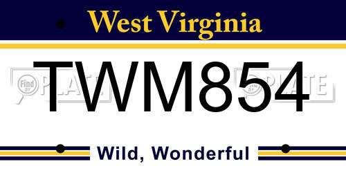 TWM854 West Virginia License Plate