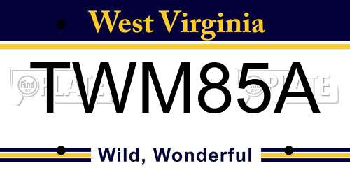 TWM85A West Virginia License Plate
