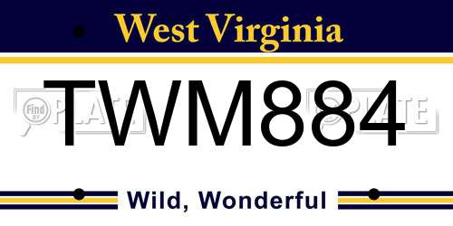 TWM884 West Virginia License Plate