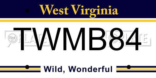 TWMB84 West Virginia License Plate