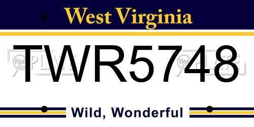 TWR5748 West Virginia License Plate