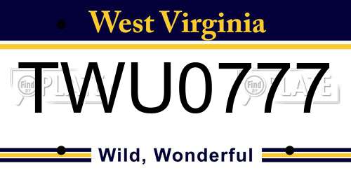TWU0777 West Virginia License Plate