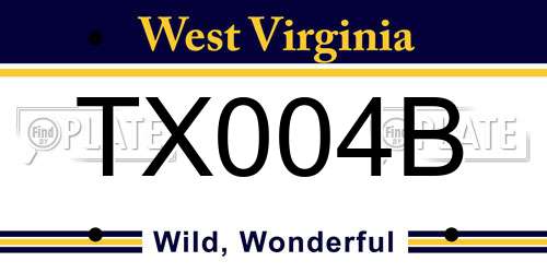 TX004B West Virginia License Plate