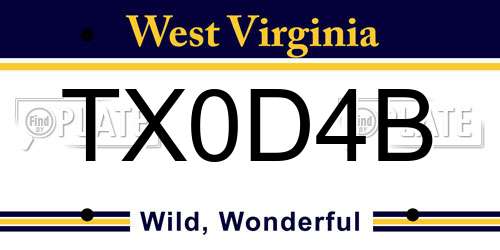 TX0D4B West Virginia License Plate