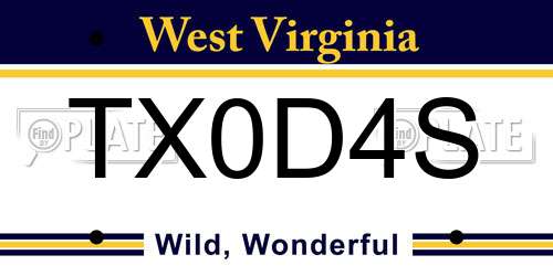 TX0D4S West Virginia License Plate