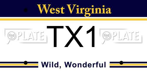 TX1 West Virginia License Plate