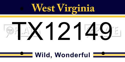 TX12149 West Virginia License Plate