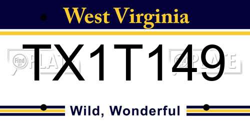 TX1T149 West Virginia License Plate
