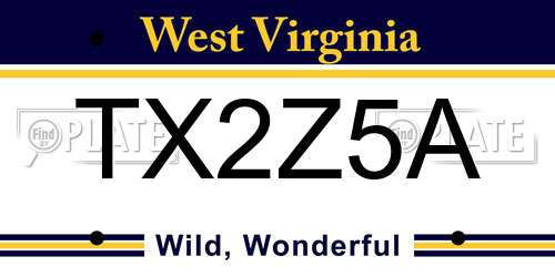 TX2Z5A West Virginia License Plate