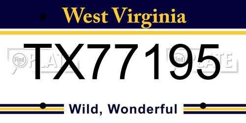 TX77195 West Virginia License Plate