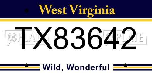 TX83642 West Virginia License Plate