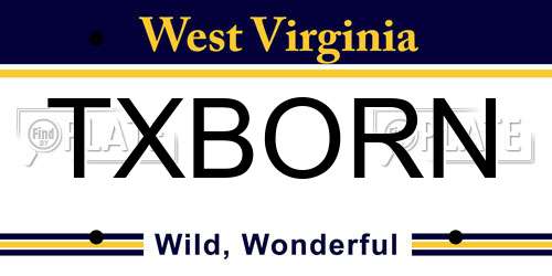 TXBORN West Virginia License Plate