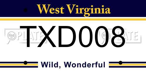 TXD008 West Virginia License Plate