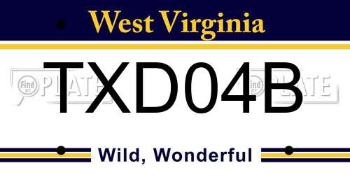 TXD04B West Virginia License Plate