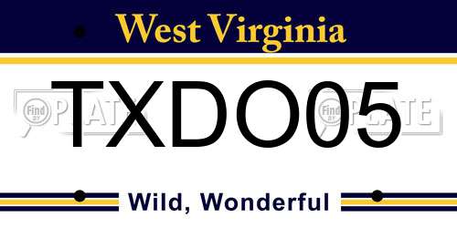 TXDO05 West Virginia License Plate