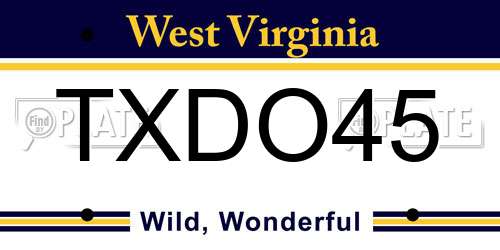 TXDO45 West Virginia License Plate