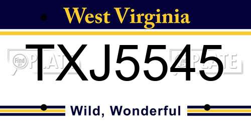 TXJ5545 West Virginia License Plate
