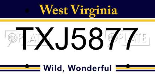 TXJ5877 West Virginia License Plate