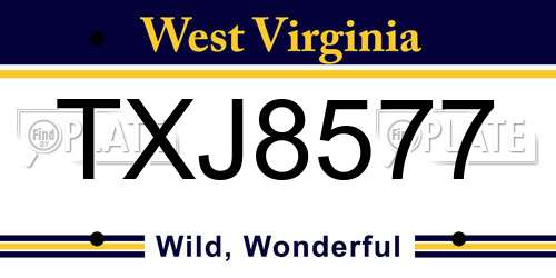 TXJ8577 West Virginia License Plate