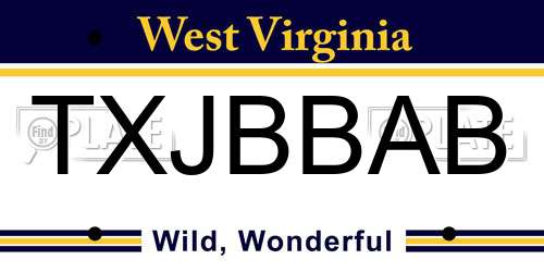 TXJBBAB West Virginia License Plate
