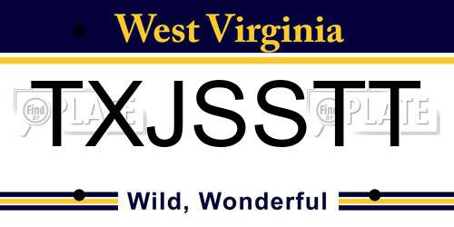 TXJSSTT West Virginia License Plate