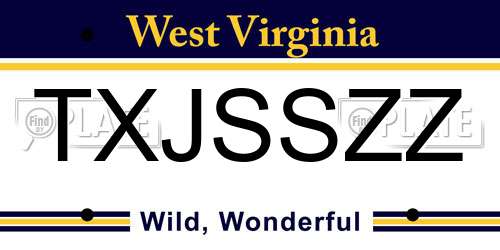 TXJSSZZ West Virginia License Plate