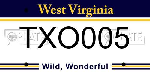 TXO005 West Virginia License Plate