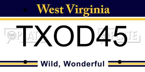 TXOD45 West Virginia License Plate