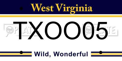 TXOO05 West Virginia License Plate