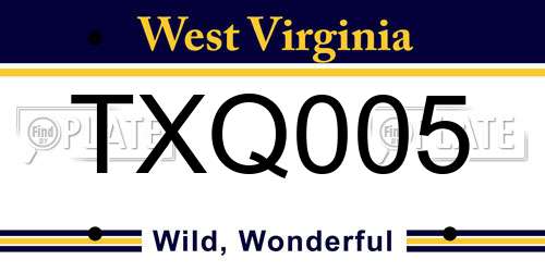 TXQ005 West Virginia License Plate