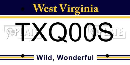 TXQ00S West Virginia License Plate