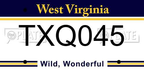 TXQ045 West Virginia License Plate