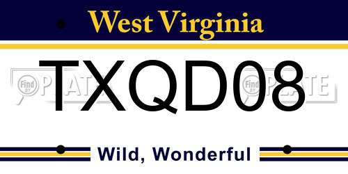 TXQD08 West Virginia License Plate