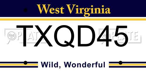 TXQD45 West Virginia License Plate