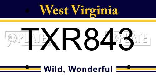 TXR843 West Virginia License Plate