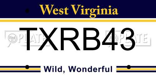 TXRB43 West Virginia License Plate