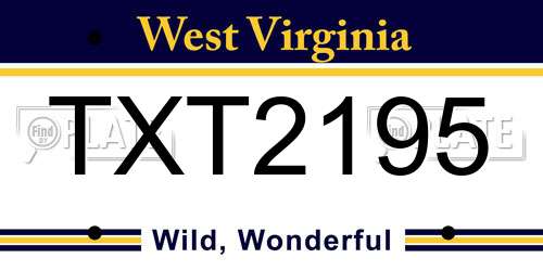 TXT2195 West Virginia License Plate