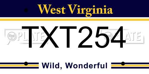 TXT254 West Virginia License Plate