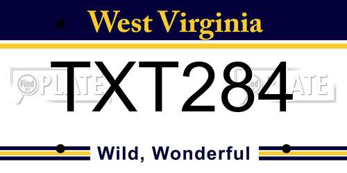 TXT284 West Virginia License Plate