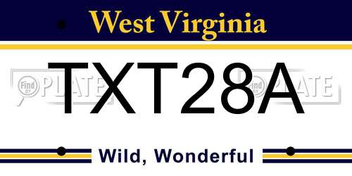 TXT28A West Virginia License Plate