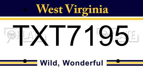 TXT7195 West Virginia License Plate