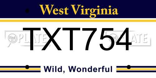 TXT754 West Virginia License Plate