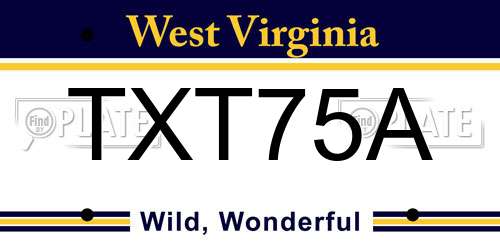 TXT75A West Virginia License Plate