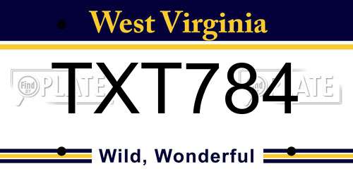 TXT784 West Virginia License Plate