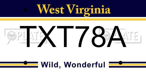 TXT78A West Virginia License Plate