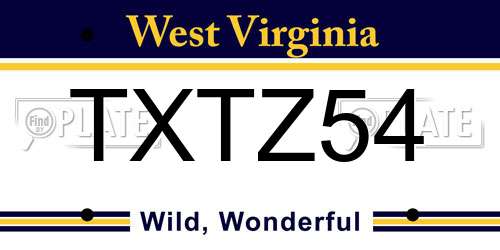 TXTZ54 West Virginia License Plate